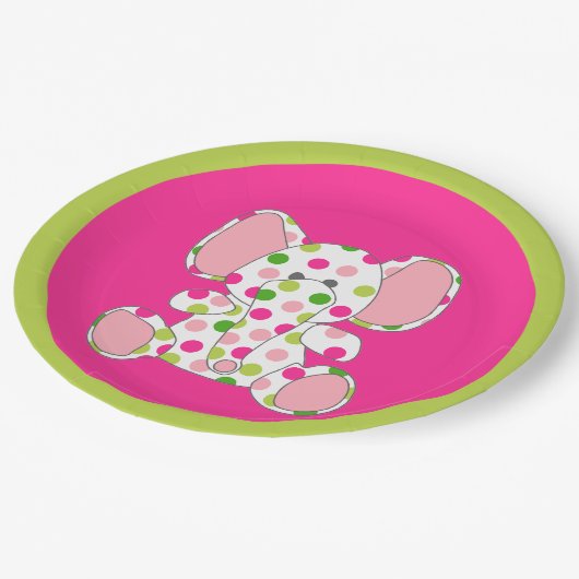 Pink Elephant Baby Dusche Pappteller (Schrägansicht)