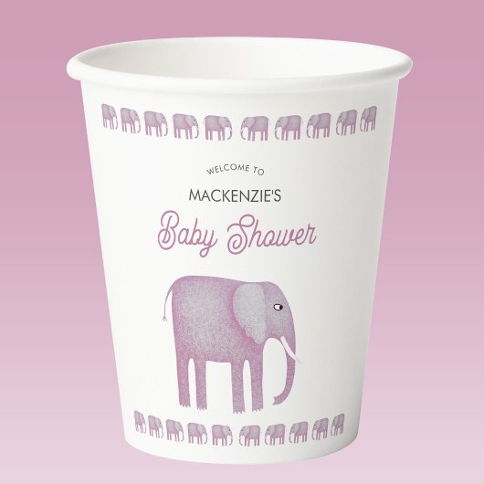 Pink Elephant Baby Dusche Personalisiert Pappbecher