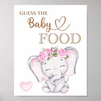 Pink Elephant Baby Dusche Raten Sie das Baby Food Poster