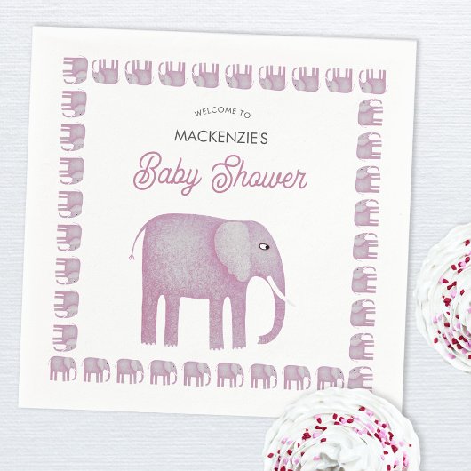Pink Elephant Baby Dusche Serviette