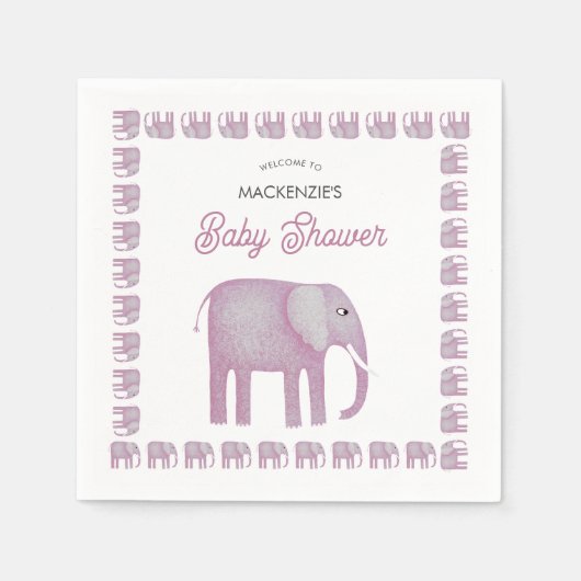 Pink Elephant Baby Dusche Serviette (Vorderseite)