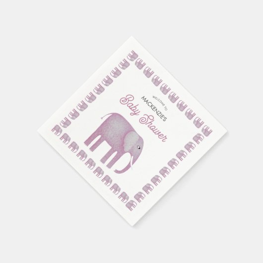 Pink Elephant Baby Dusche Serviette (Ecke)