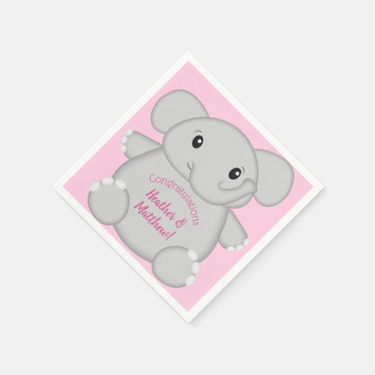 Pink Elephant Baby Dusche Serviette (Ecke)