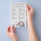 Pink Elephant Baby Dusche Was ist in Ihrem Telefon Flyer (Handgriff)