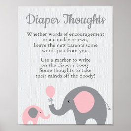 Pink Elephant Baby Dusche Windeln Gedanken Untersc Poster