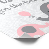 Pink Elephant Baby Dusche Wünsche für Babysignatur Poster (Ecke)