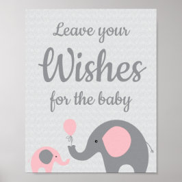 Pink Elephant Baby Dusche Wünsche für Babysignatur Poster