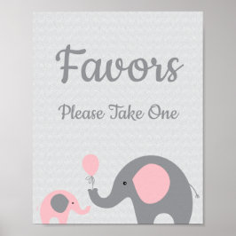 Pink Elephant Baby Duschfavoriten ein Zeichen nehm Poster