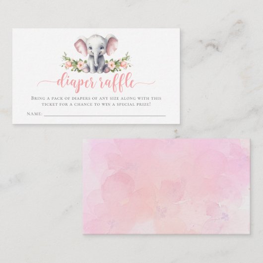 Pink Elephant Baby Duschkopf Windeln Raffel Begleitkarte (Vorne/Hinten)