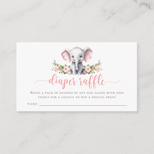 Pink Elephant Baby Duschkopf Windeln Raffel Begleitkarte (Vorderseite)
