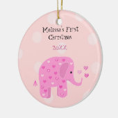 Pink Elephant Baby First Christmas Keramikornament (Links)