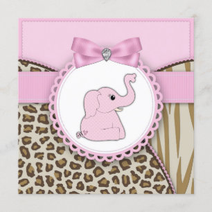Pink Elephant Baby Girl Dusche Einladung