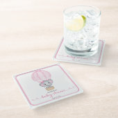 Pink Elephant Baby Girl Dusche Glasuntersetzer (Schrägansicht)