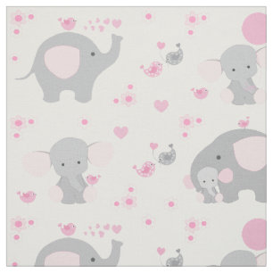 Pink Elephant Baby Girl Stoff