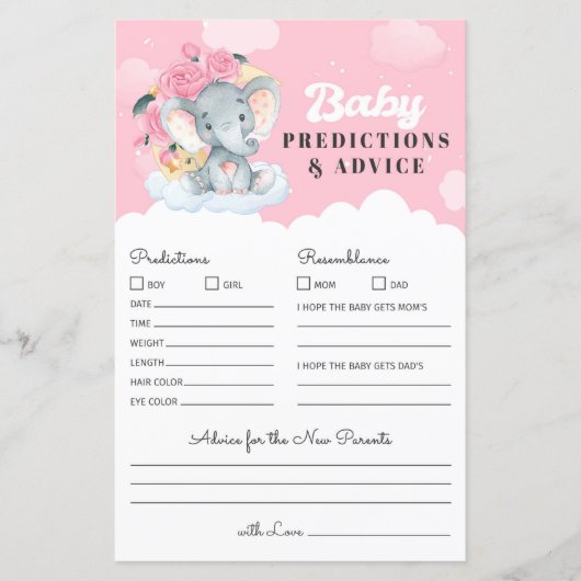 Pink Elephant Baby Predication and Advisor Game (Vorderseite)
