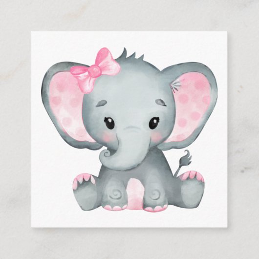 Pink Elephant Baby Shooter Registry QR Code Card Begleitkarte (Rückseite)