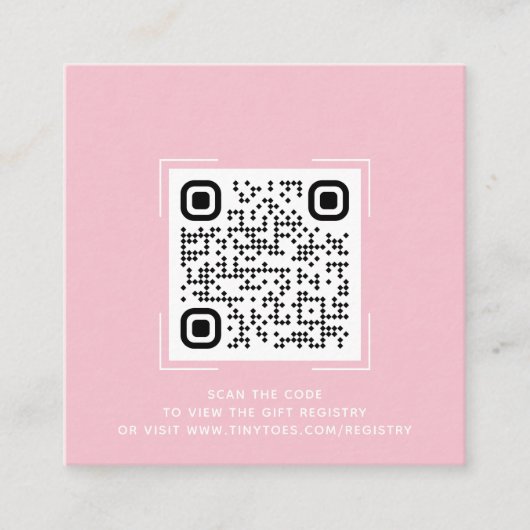 Pink Elephant Baby Shooter Registry QR Code Card Begleitkarte (Vorderseite)