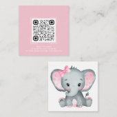 Pink Elephant Baby Shooter Registry QR Code Card Begleitkarte (Vorne/Hinten)