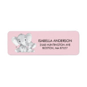 Pink Elephant Baby Showadresse Etikett (Vorne)