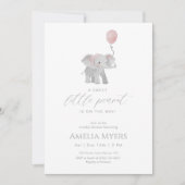 Pink Elephant Baby Shower Invitation Einladung (Vorderseite)