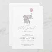 Pink Elephant Baby Shower Invitation Einladung (Vorne/Hinten)