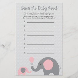 Pink Elephant Baby Shower Raten Sie das Baby Food  Flyer