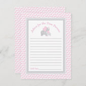 Pink Elephant Baby Shower Ratschläge für neue Elte Hinweiskarte (Vorne/Hinten)