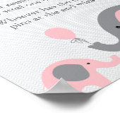 Pink Elephant Baby Shower Say Baby Game Sign Poster (Ecke)