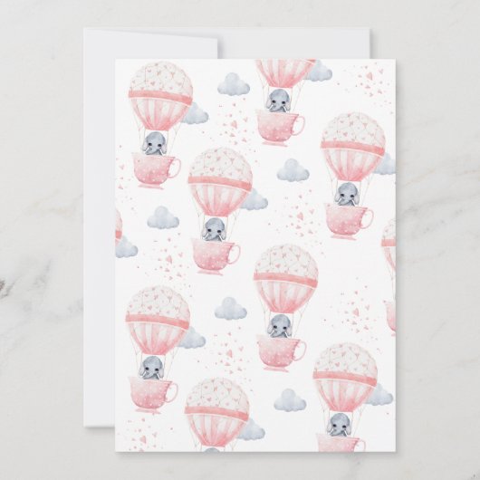 Pink Elephant Baby wird Babydusche brauen Einladung (Rückseite)