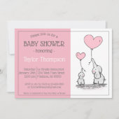 Pink Elephant Babyballon Dusche Einladung (Vorderseite)