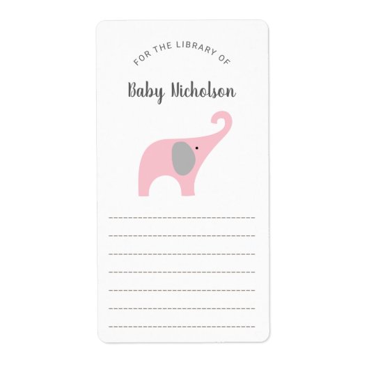 Pink Elephant Babydusche Buchzeichen (Vorne)