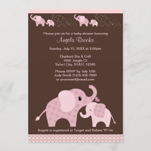 Pink ELEPHANT Babydusche Einladung CE-P Kiss