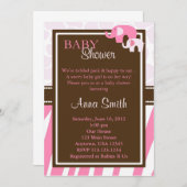 Pink Elephant Babydusche Einladung vertikal (Vorne/Hinten)