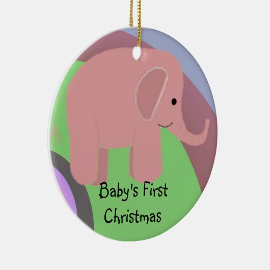 Pink Elephant Baby's First Christmas Keramik Ornament (Rechts)