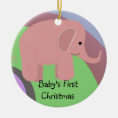 Pink Elephant Baby's First Christmas Keramik Ornament (Vorne)