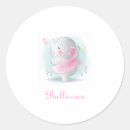 Pink Elephant Ballerina in Pink Tutu Script Baby Runder Aufkleber