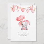 Pink Elephant Balloons Babydusche Einladung (Rückseite)