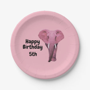 Pink Elephant Birthday Pappteller