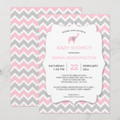 PInk Elephant Bringen Sie eine Book Baby Dusche ei Einladung (Vorne/Hinten)