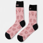 Pink Elephant Cartoon Pattern Socks Socken (Linkes Detail)