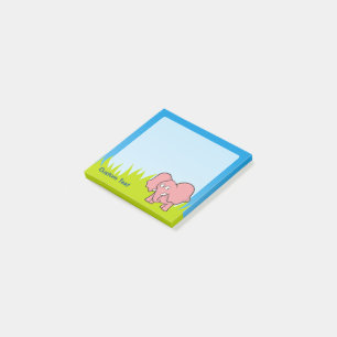 Pink Elephant Cartoon Post-it Klebezettel