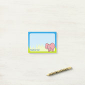 Pink Elephant Cartoon Post-it Klebezettel (Auf Schreibtisch)