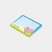 Pink Elephant Cartoon Post-it Klebezettel (angewinkelt)