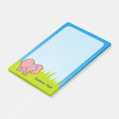 Pink Elephant Cartoon Post-it Klebezettel (angewinkelt)