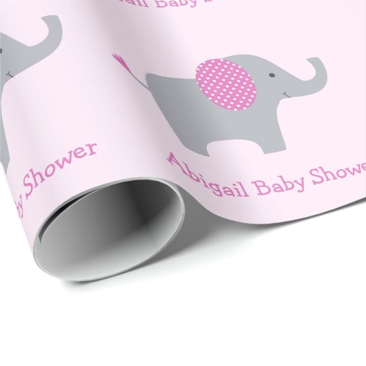 Pink Elephant Custom Baby Dusche Geschenkpapier (Rolleneckpunkt)