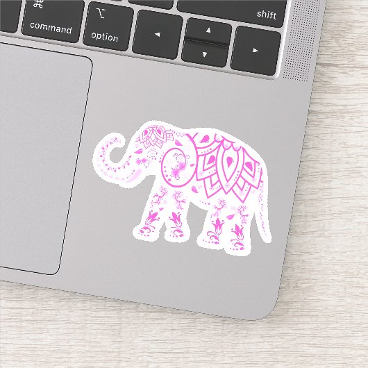 Pink Elephant Custom Cut Vinyl Sticker (Detail)