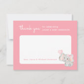 Pink Elephant Danke-Card für die Kinderdusche Dankeskarte (Vorderseite)