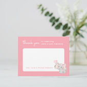 Pink Elephant Danke-Card für die Kinderdusche Dankeskarte (Stehend Vorderseite)