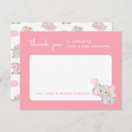 Pink Elephant Danke-Card für die Kinderdusche Dankeskarte