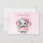 Pink Elephant Danke Karte (Vorderseite)